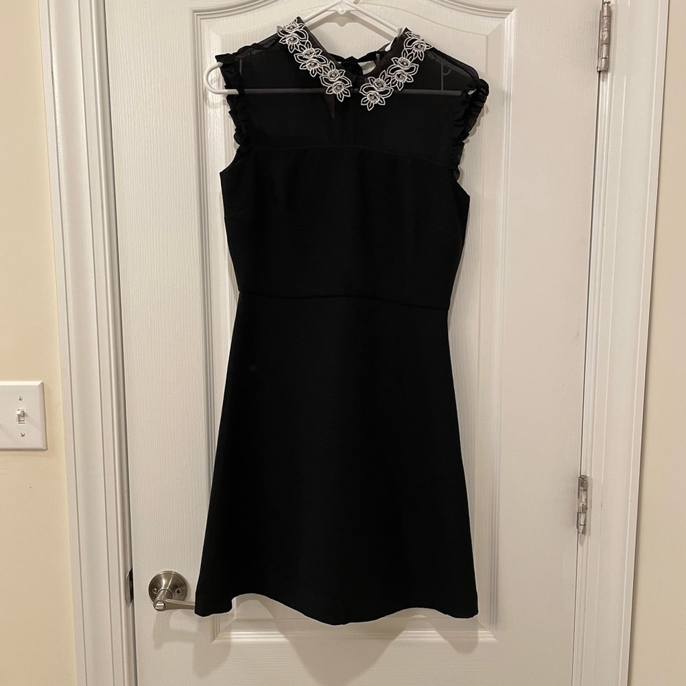 NWOT Sandro Black Neck Tie Mini Dress Size 36